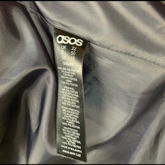 ASOS Longline Navy Blue and Black Trim Tuxedo Open Jacket Size 18 - Picture 4 of 5